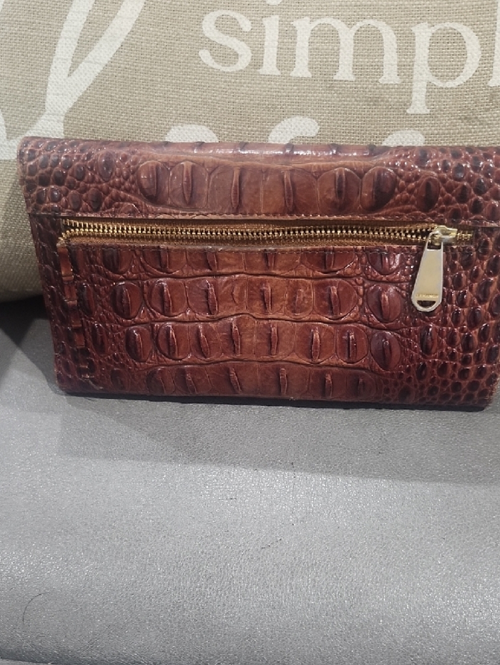 Brahmin Cognac Croc-Embossed Leather Tote with Matching Wallet - Picture 10 of 11